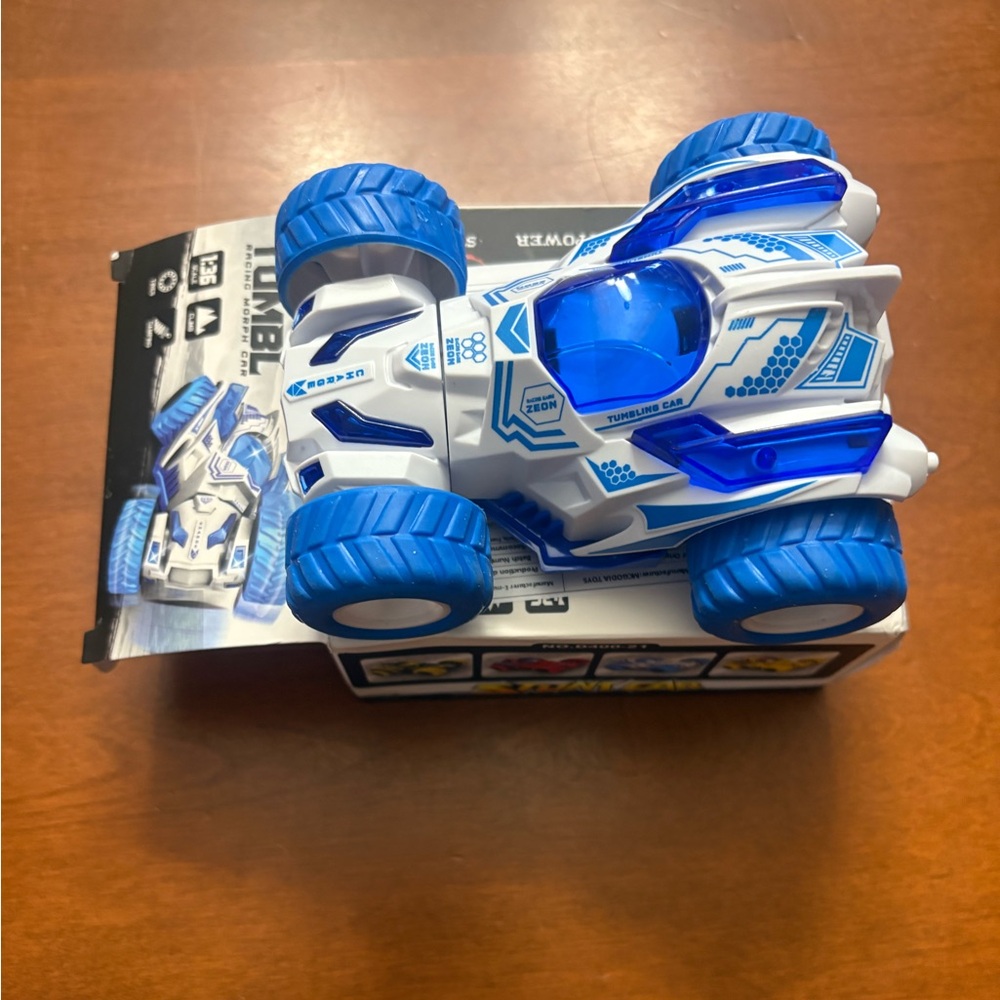 Exciting Blue and White Stunt Car for Kids